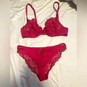 Bra and underwear, burgundy colour. underwear unworn, bra worn to try on only.